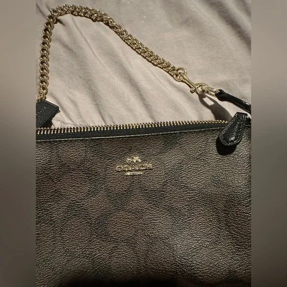 Coach Black and Brown Wristlet with Gold Chain - Picture 6 of 6